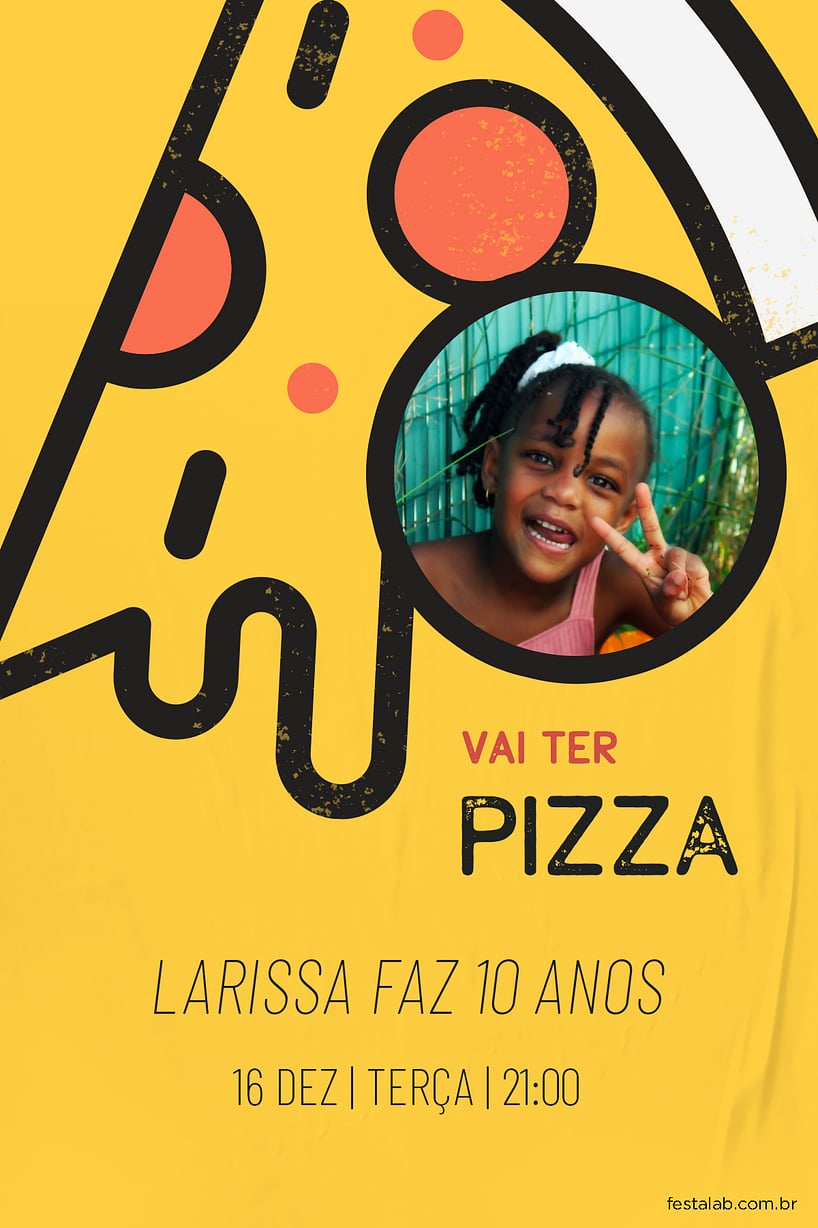 Criar convite de aniversário - Pizza Fun| FestaLab