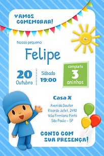 Modelo de Convite de Aniversario - Pocoyo Convite Pocoyo grátis para editar