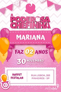 Modelo de Convite de Aniversario - Poderosa Chefinha Convite Poderosa Chefinha grátis para editar