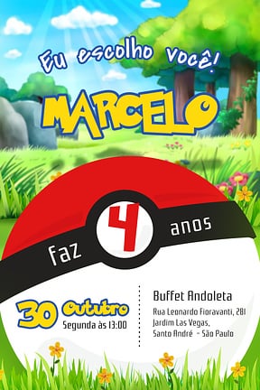 Modelo de Convite de Aniversario - Pokemon Convite de Aniversario - Pokemon