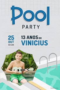 Convite Pool Party Azul grátis para editar