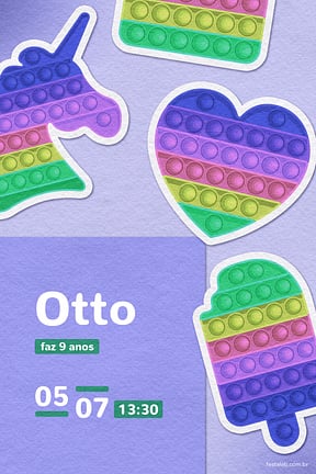 Convite de Aniversario - Pop it roxo