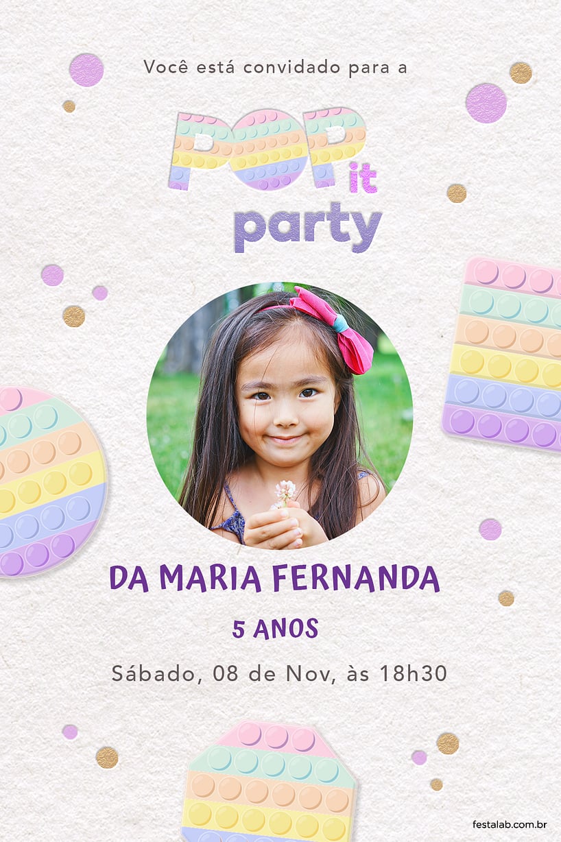 Criar convite de aniversário - Pop it Candy| FestaLab