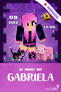 Modelo de Convite de Aniversario - Portal Minecraft Convite Portal Minecraft grátis para editar
