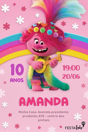 Convite de Aniversario - Princesa Poppy
