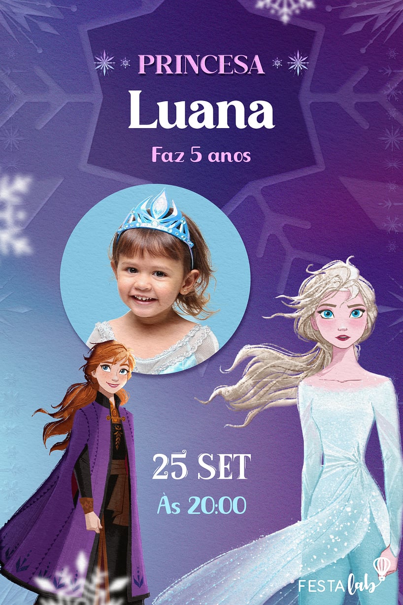 Convite de Aniversario - Princesas Frozen