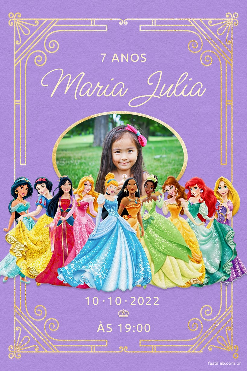 Convite Princesas grátis para editar