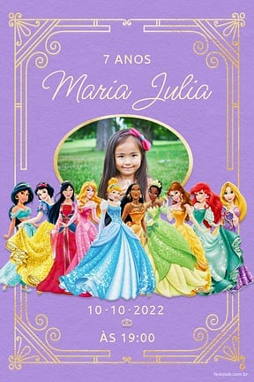 Modelo de Convite de Aniversario - Princesas Convite de Aniversario - Princesas
