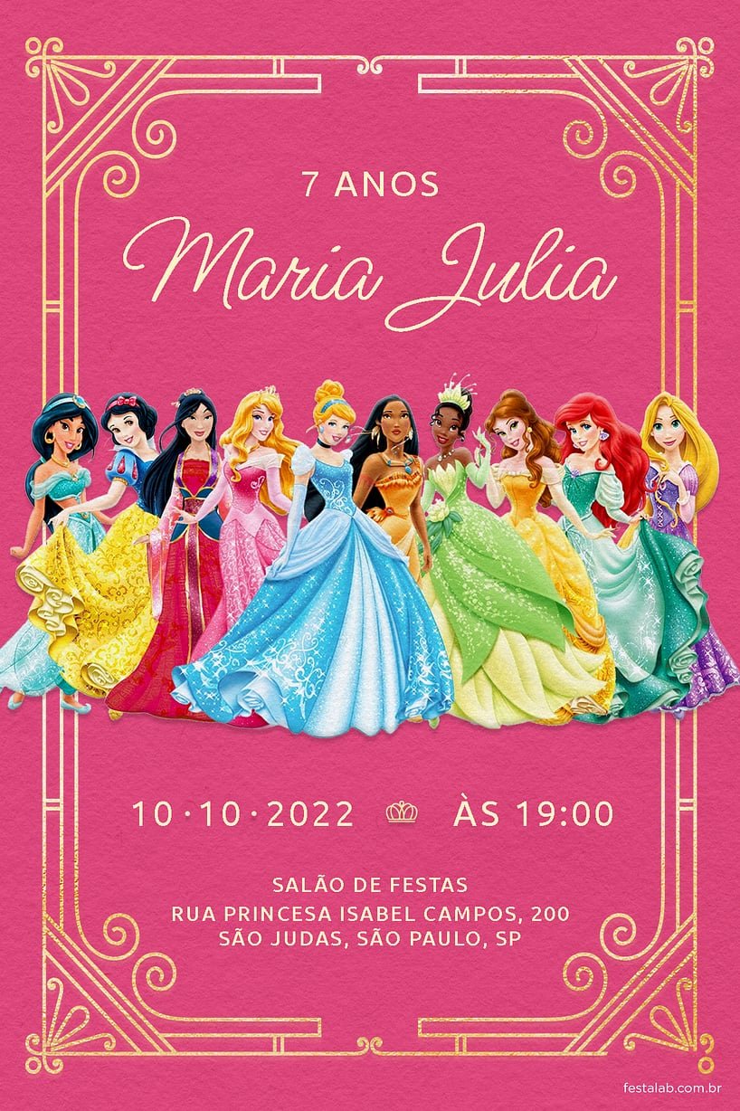 Convite de Aniversario - Princesas