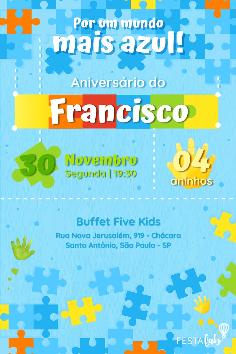 Convite Quebra-Cabeça grátis para editar