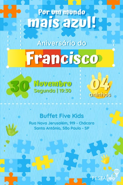 Criar convite de aniversário - Quebra-Cabeça| FestaLab