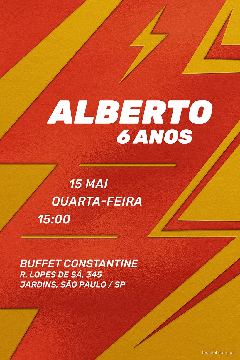 Convite Raio: The Flash Vermelho grátis para editar