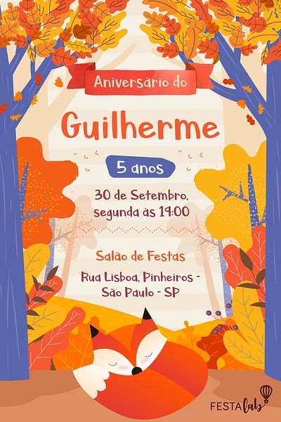 Modelo de Convite de Aniversario - Raposinha Convite Raposinha grátis para editar