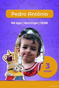 Modelo de Convite de Aniversario - Rei Minion Azul Convite Rei Minion Azul grátis para editar