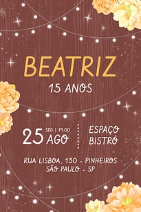 Modelo de Convite de Aniversario - Debutante - Rustico Convite Debutante - Rústico grátis para editar