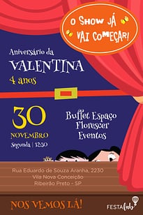 Modelo de Convite de Aniversario - Show da Luna Convite Show da Luna grátis para editar