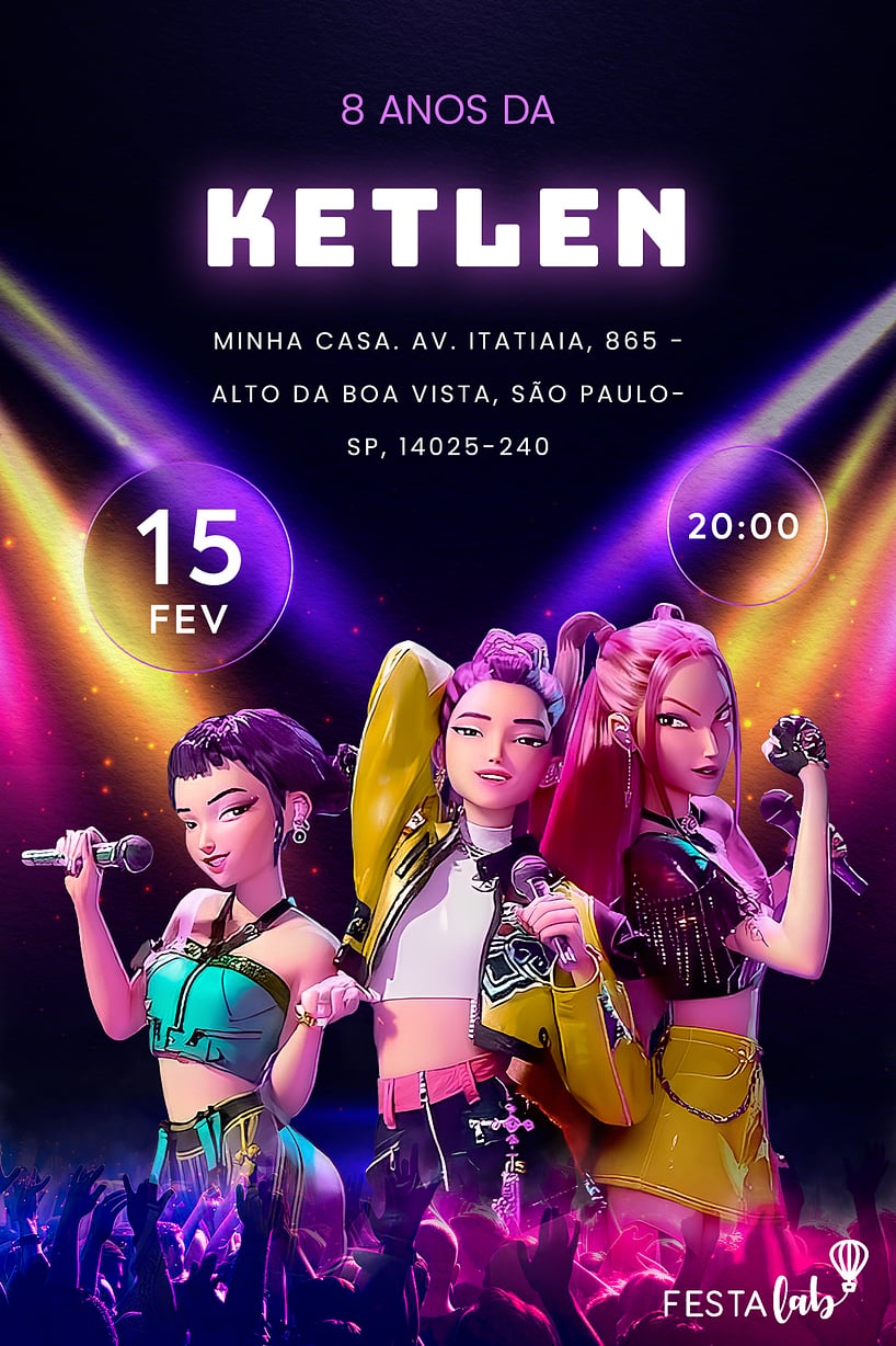 Convite de Aniversario - Show das Huntrix