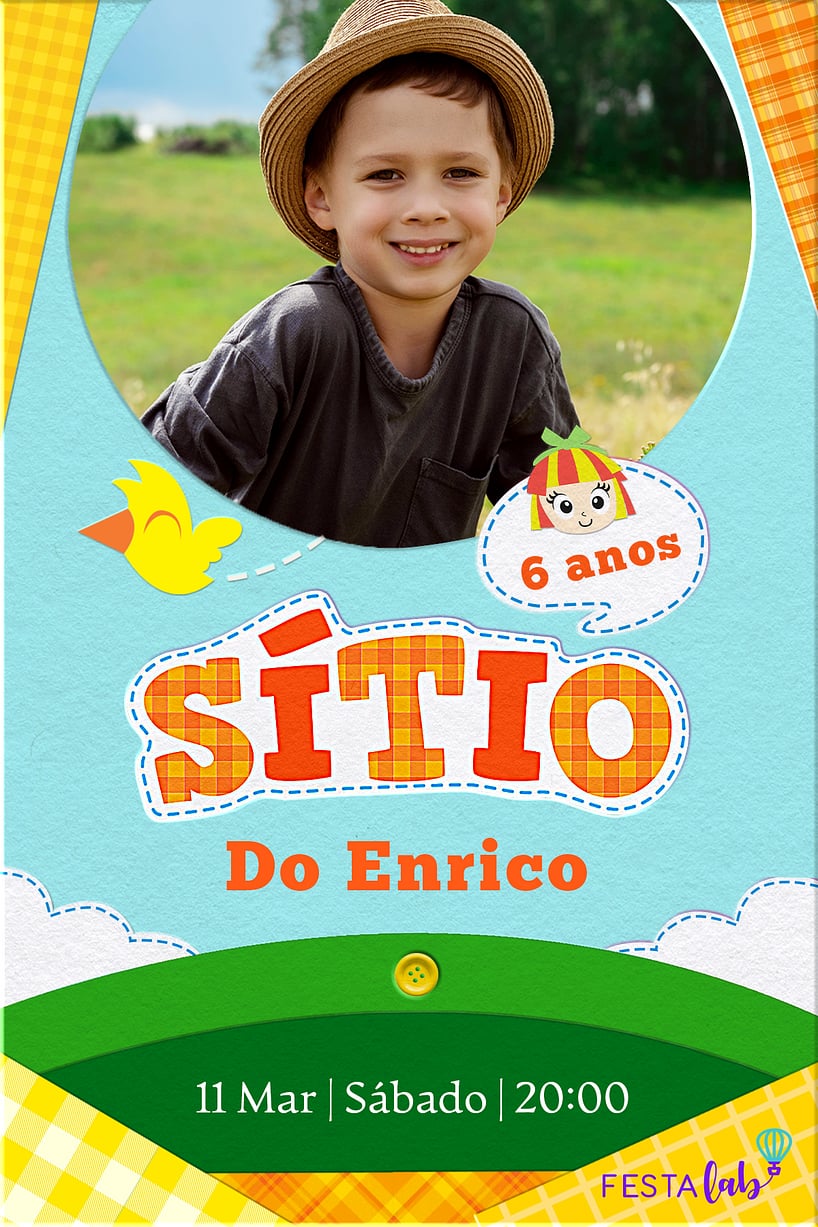 Convite Sítio do Picapau Amarelo grátis para editar