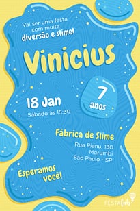 Modelo de Convite de Aniversario - Slime Convite Slime grátis para editar
