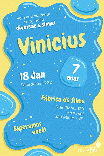 Criar convite de aniversário - Slime| FestaLab