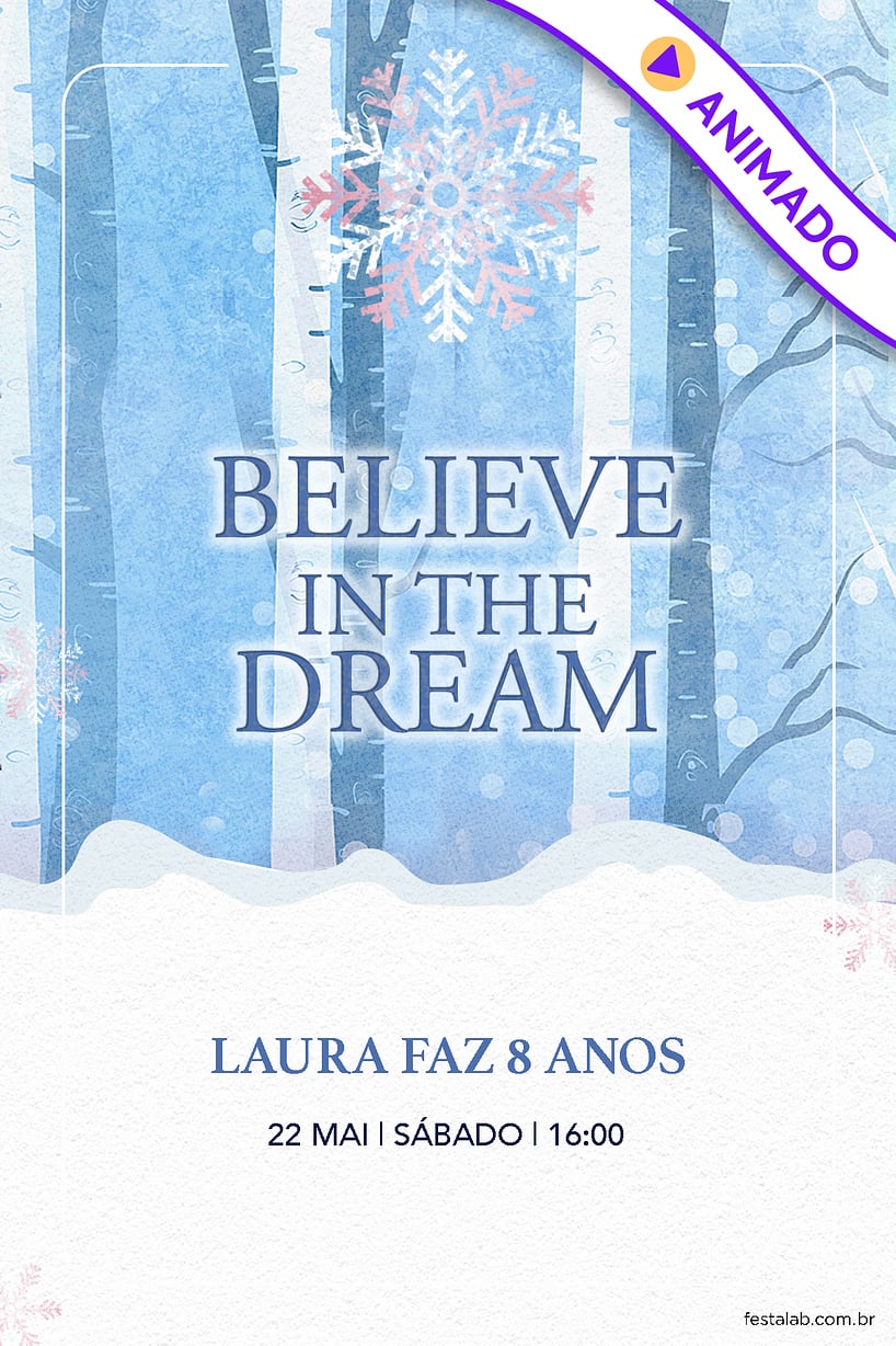 Convite Snow Flakes grátis para editar