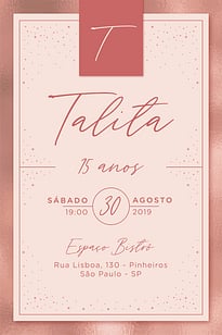 Modelo de Convite de Aniversario - Sofisticado Rosa dourado Convite Sofisticado Rosa dourado grátis para editar