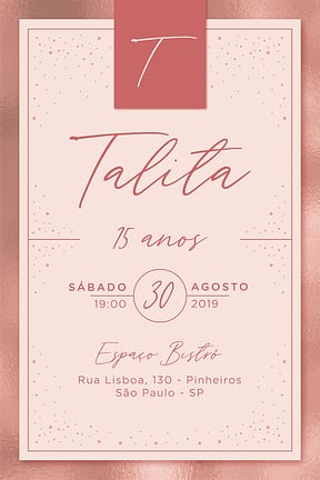 Modelo de Convite de Aniversario - Sofisticado Rosa dourado Convite de Aniversario - Sofisticado Rosa dourado