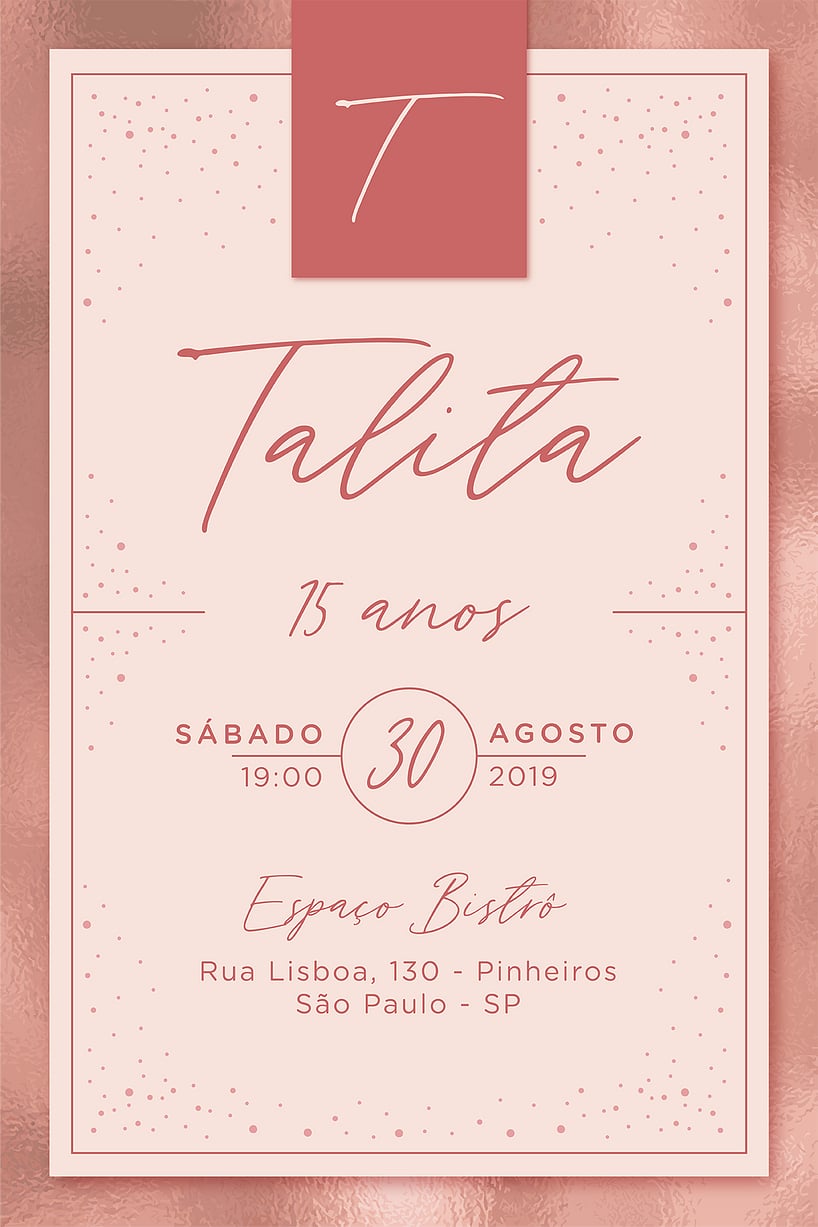 Modelo de Convite de Aniversario - Debutante - Sofisticado Criar convite de aniversário - Debutante - Sofisticado| FestaLab