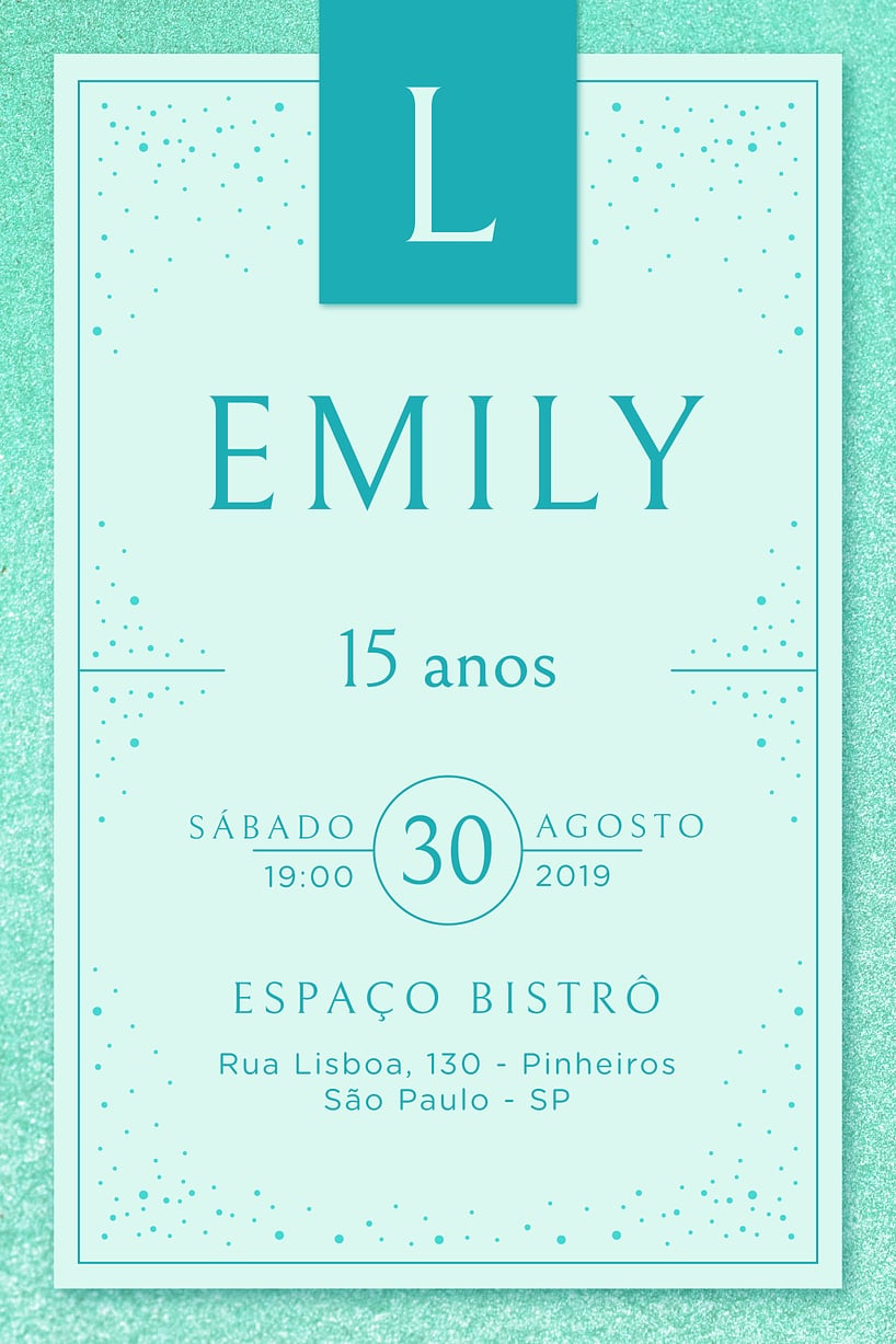 Convite Sofisticado Tiffany grátis para editar