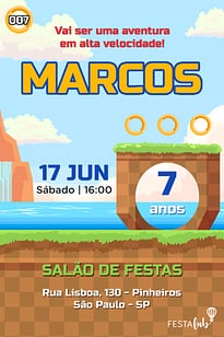 Convite Sonic grátis para editar