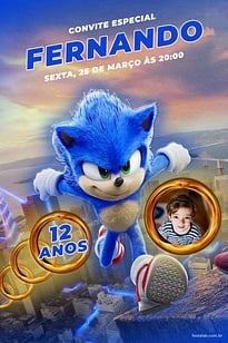 Modelo de Convite de Aniversario - Sonic Azul Convite Sonic Azul grátis para editar