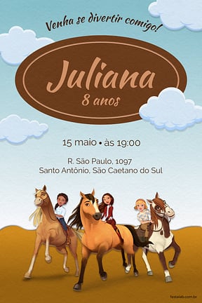 Convite de Aniversario - Spirit Marrom