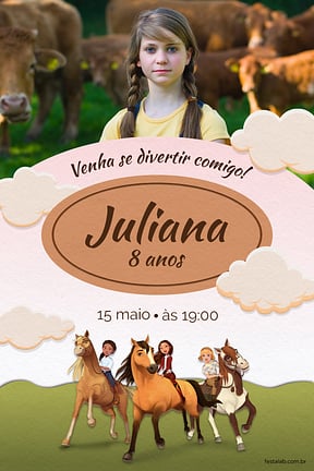 Convite de Aniversario - Spirit Rosa