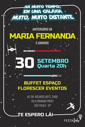 Convite de Aniversario - Star Wars
