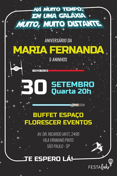 Modelo de Convite de Aniversario - Star Wars Convite Star Wars grátis para editar