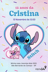 Modelo de Convite de Aniversario - Stitch Convite Stitch grátis para editar