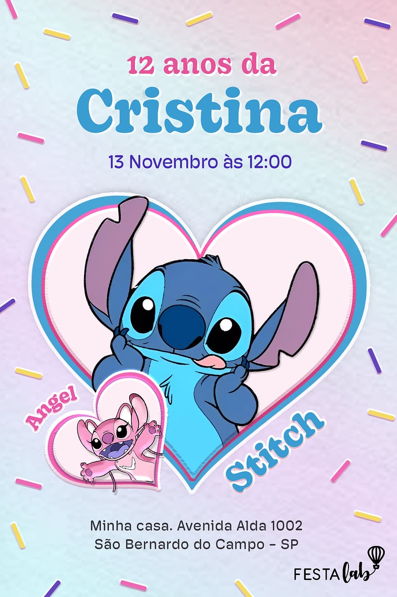 Convite de Aniversario - Stitch