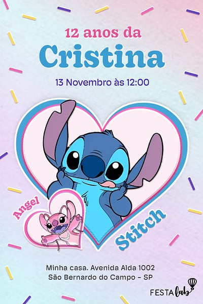 Criar convite de aniversário - Stitch| FestaLab