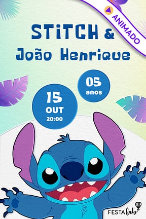 Modelo de Convite de Aniversario - Stitch e Eu Convite de Aniversario - Stitch e Eu