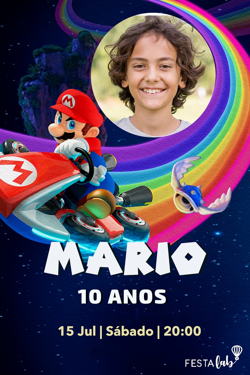 Convite Virtual Arte Digital Super Mario Bros o Filme