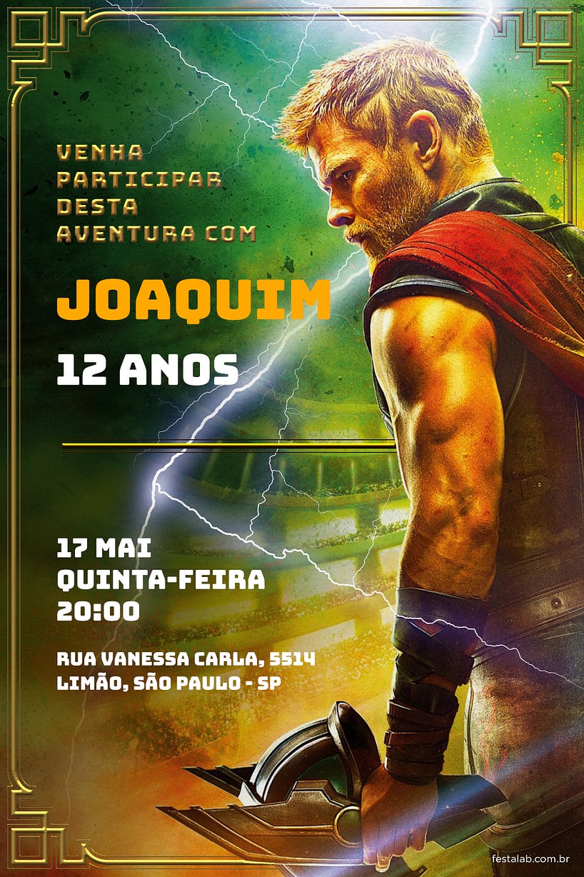 Convite de Aniversario - Super Thor