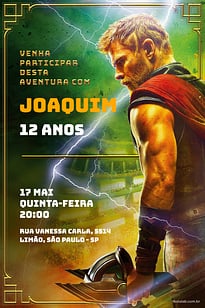Modelo de Convite de Aniversario - Super Thor Convite Super Thor grátis para editar