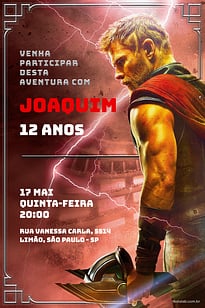 Modelo de Convite de Aniversario - Super Thor Vermelho Convite Super Thor Vermelho grátis para editar