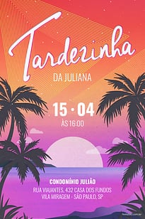 Modelo de Convite de Aniversario - Tardezinha laranja Convite Tardezinha laranja grátis para editar