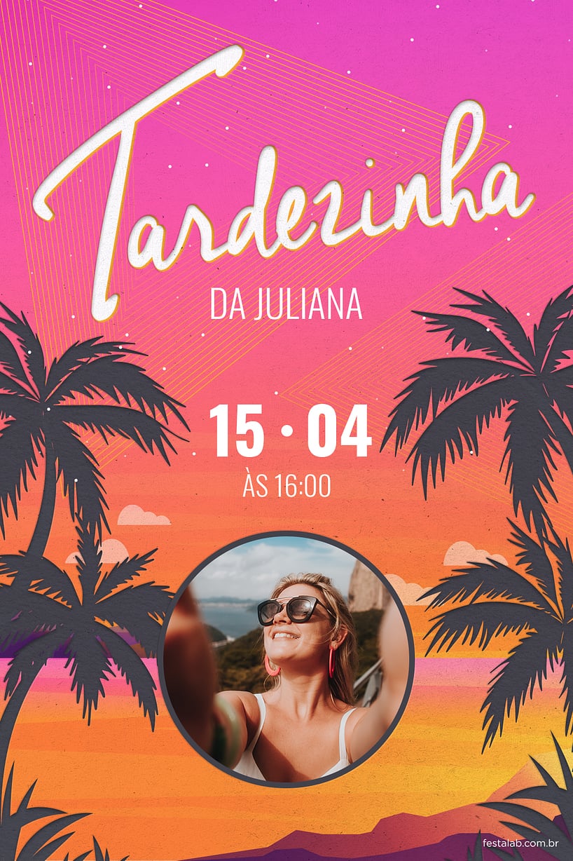 Convite Tardezinha rosa grátis para editar