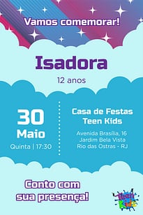 Convite Teen Kids grátis para editar