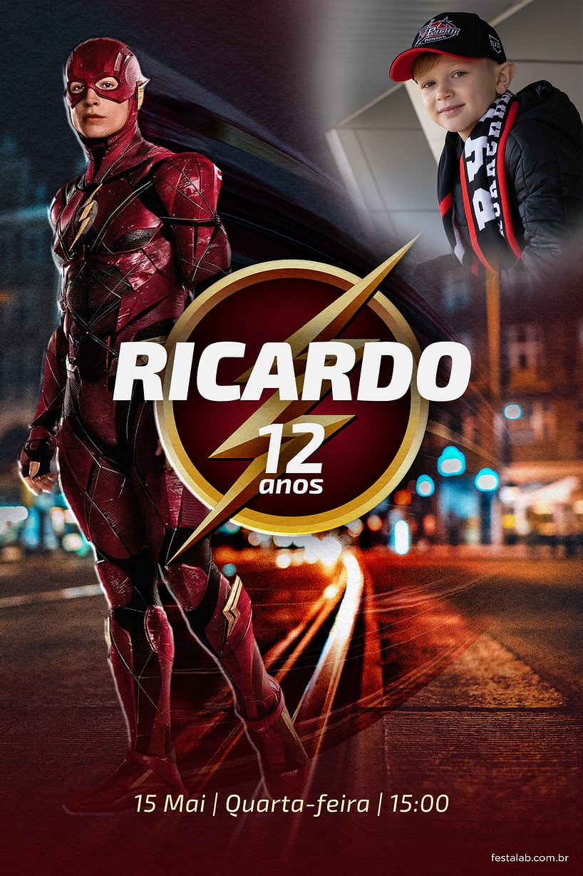 Convite Velocidade em Festa: Flash grátis para editar