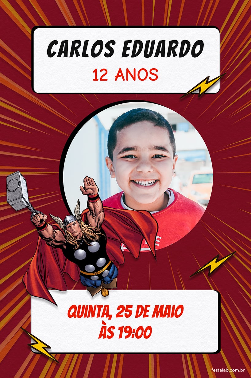 Convite Thor grátis para editar