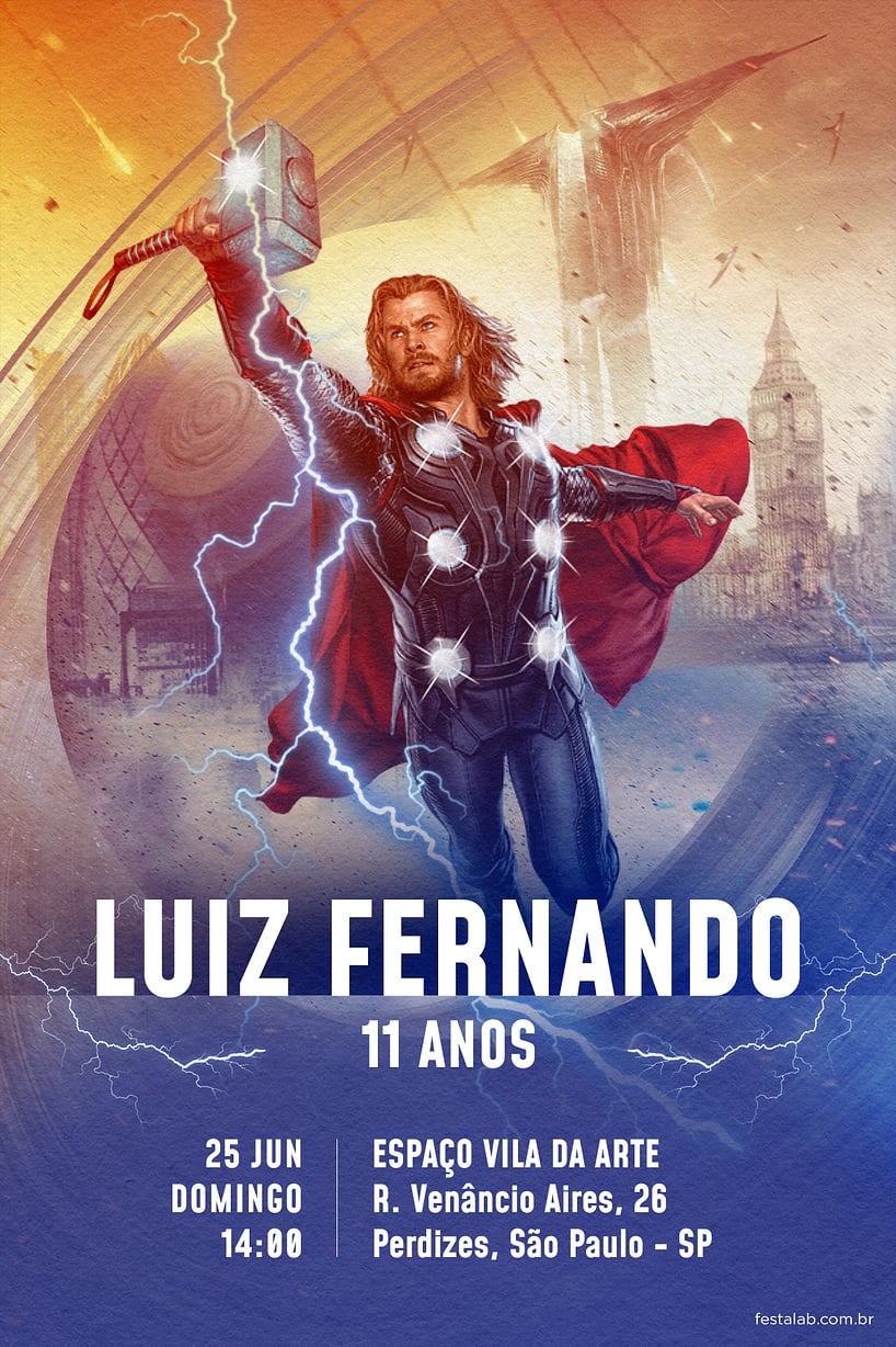 Convite de Aniversario - O Deus do Trovao em Festa