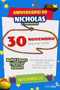 Modelo de Convite de Aniversario - Toy Story Convite Toy Story grátis para editar